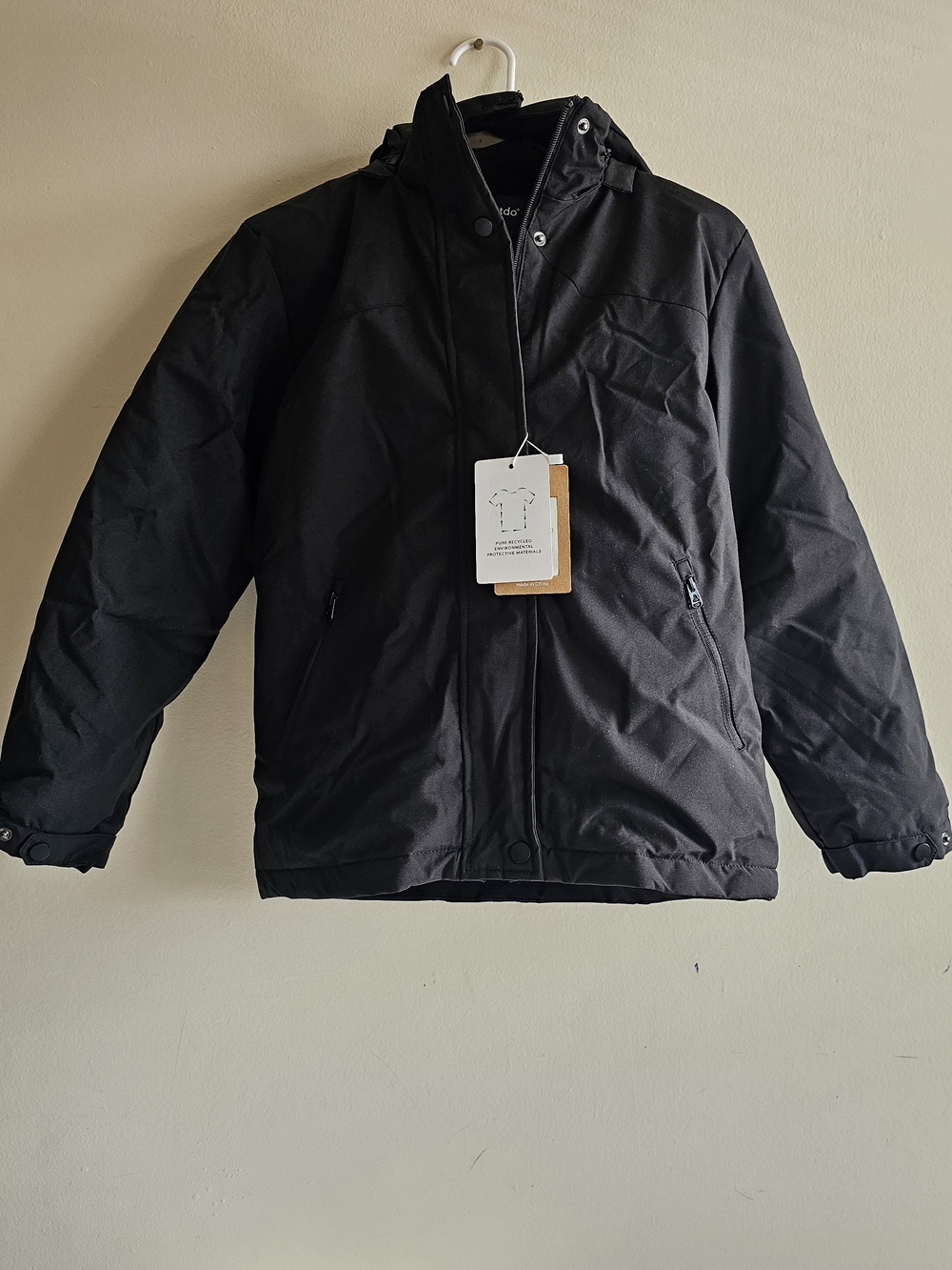 Kids Black Hooded Puffer Coat
